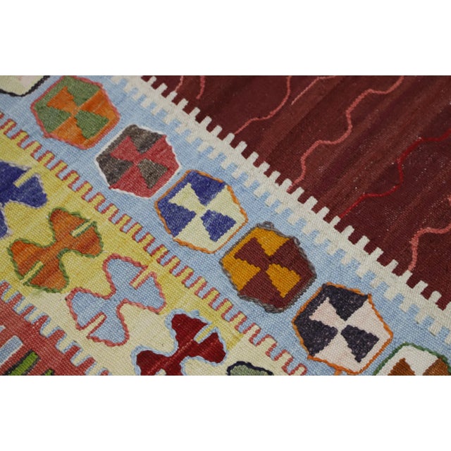 Textile 1980s Tribal Red Hand Knotted Kilim Rug For Sale - Image 7 of 11