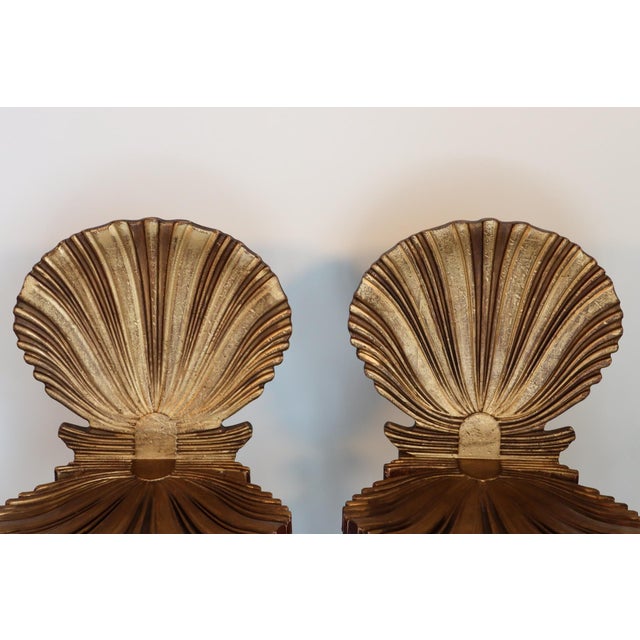Italian Mid 20th Century Pair of Grotto Style Giltwood Side Chairs For Sale - Image 3 of 11