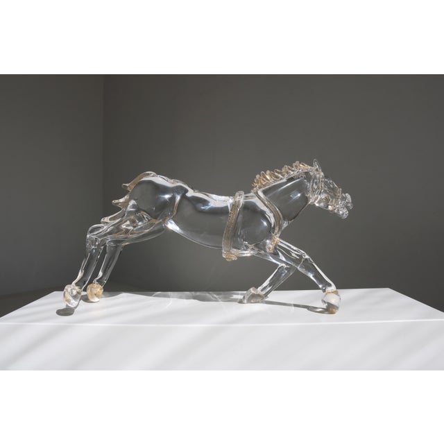 Mid-Century Italian Murano Glass Horse Sculpture with Gold Leaf by Arnaldo Zanella, 1970s For Sale - Image 8 of 12