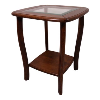 Vintage Dutch Oak and Glass Coffee Table, 1950s For Sale