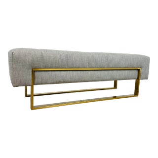 Caracole Couture Modern Gray and Gold “Approach the Bench” Bench For Sale