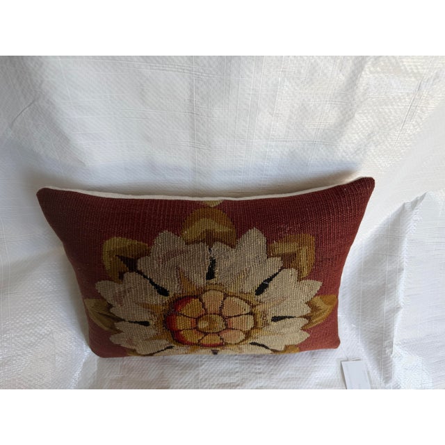 18th Century French Aubusson Floral Tapestry Pillow For Sale In Los Angeles - Image 6 of 7