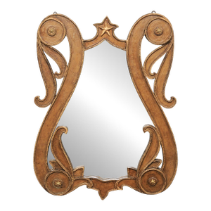 Mid 20th Century Italian Lyre-Shaped Mirror W/Star Accents