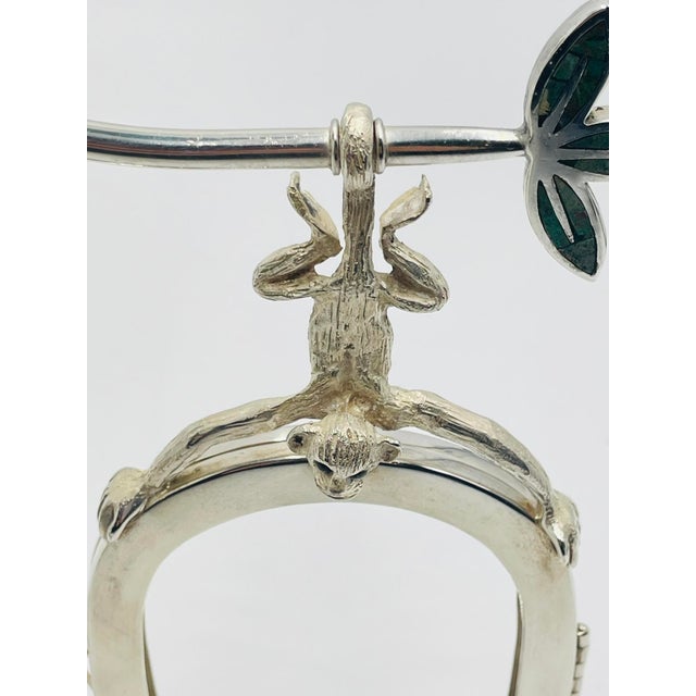 1980s Emilia Castillo Monkey Picture Frame With Malachite Inlay, Taxco Mexico For Sale - Image 11 of 18