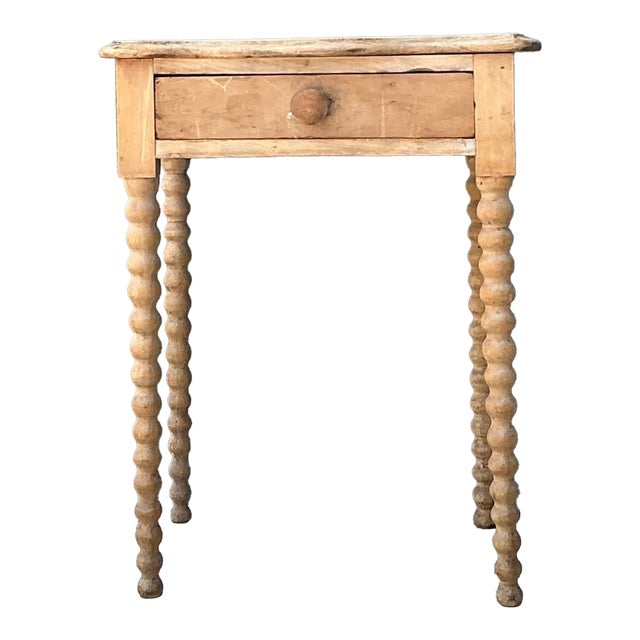 Vintage Primitive Bobbin Side Table For Sale