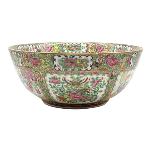 Chinese Export Porcelain Rose Medallion Large Punch Bowl