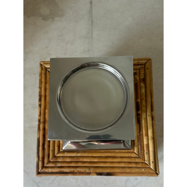 Vintage Leather and Silverplate Ralph Lauren Style Pillar Candleholder For Sale - Image 12 of 18