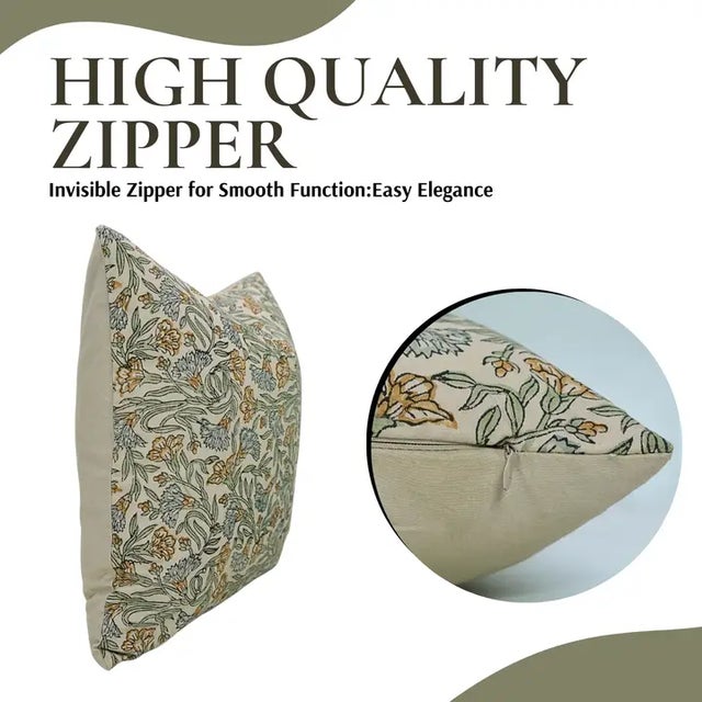 Art Deco Fabdivine Indian Block Print Cushion Cover 12x20 Inch Cotton Satin-Throny Stems For Sale - Image 3 of 5