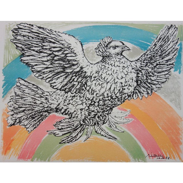 Pablo Picasso (1881-1973) (after) Dove with a Rainbow Color lithograph after a drawing by the artist Signed in the plate...