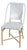 Tobias 18.5 in. Seat Height Outdoor Rattan and Metal Dining Side Chair, White/Sky Blue Dot / Natural Rattan Frame For Sale