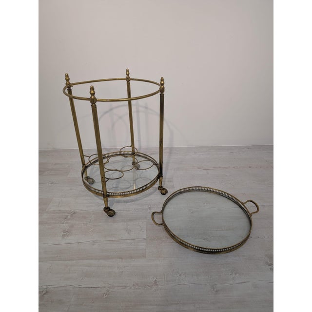 Vintage French Bar Cart in Brass, 1950s For Sale - Image 14 of 15