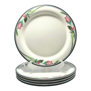 1990s Lenox “Midnight Blossoms” Set of 5 Ceramic Salad Plates For Sale