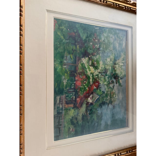 This lovely mid-century modern impressionist oil painting was created by the famous Romanian artist Dimitrie Berea during...