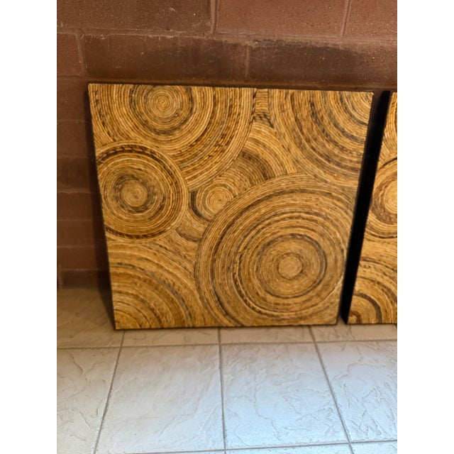 1970s Large Pair of Vintage Sculptural Boho Organic Modern Natural Fiber Wall Art Panels For Sale - Image 5 of 10