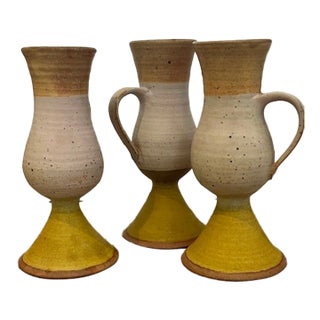 Mid 20th Century Mid-Century Modern Style Stoneware Goblets - Set of 3 For Sale