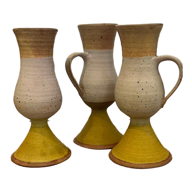 Mid 20th Century Mid-Century Modern Style Stoneware Goblets - Set of 3 For Sale