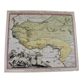 West Africa: 18th Century Hand-Colored Homann Map Entitled "Guinea Propria", 1743 For Sale