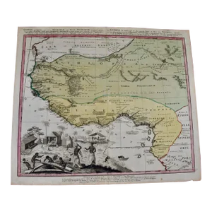 West Africa: 18th Century Hand-Colored Homann Map Entitled "Guinea Propria", 1743