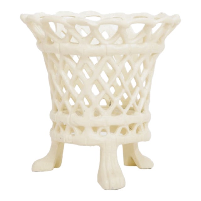 Ivory Lattice Footed Planter, Large For Sale