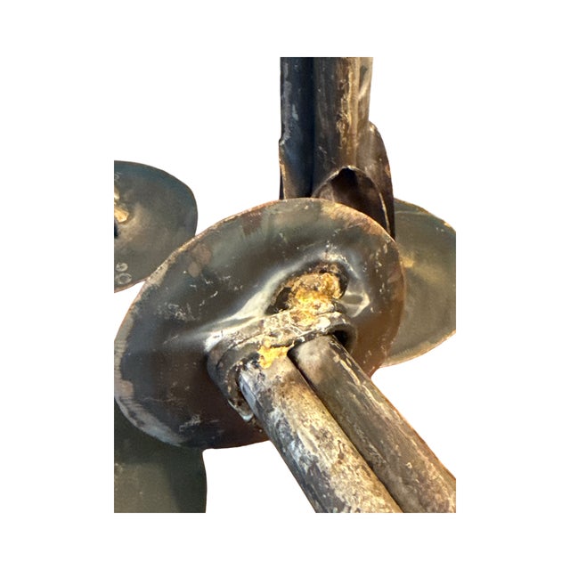 Brass Italian Studio 1960s Brutalist Iron Candlesticks Set For Sale - Image 8 of 10