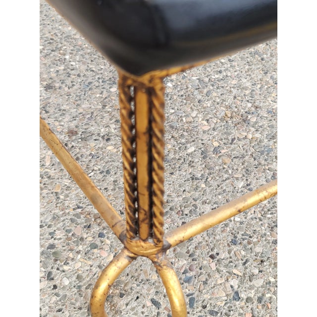 Black Vintage Mid Century Black Bench W Gold Metal Base Hollywood Regency For Sale - Image 8 of 12