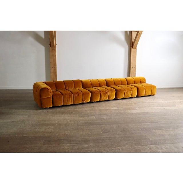 Strips Sofa in Velvet by Cini Boeri for Arflex, Italy, 1968, Set of 4 For Sale - Image 6 of 14