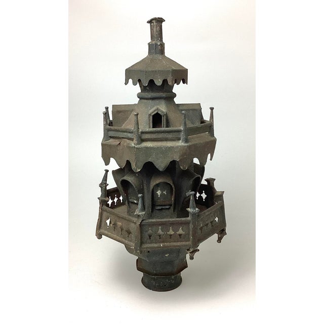 Victorian Folk Art Zinc Bird House. This house would have been mounted on a pole stands 20 inches tall like 10 inches in...