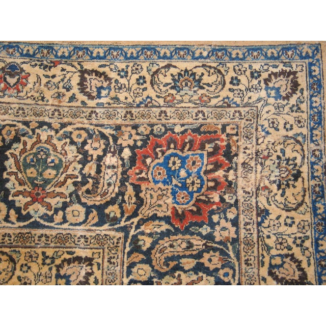 1950s Beige Medallion Shah Abbas Vintage Large Oversized Khorassan Mashad Rug For Sale - Image 4 of 8