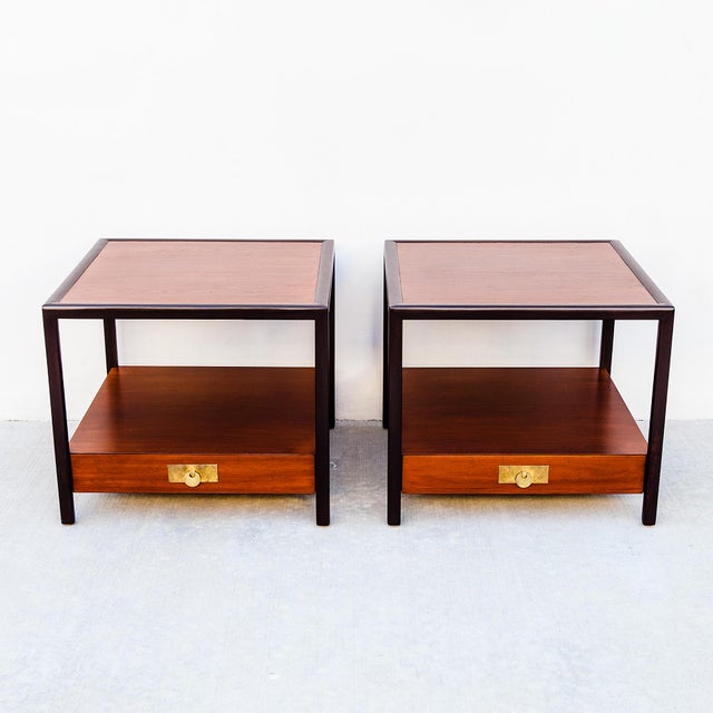 1950s Michael Taylor for Baker Restored Teak & Mahogany Side Tables For Sale - Image 13 of 14