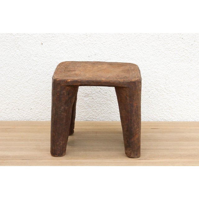African Carved Stool, Sunstone Seat For Sale - Image 4 of 10