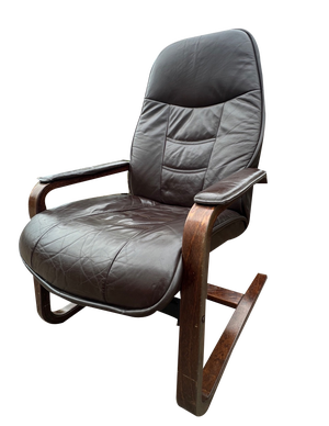 Vintage Lounge Chair in Wood and Skai, 1970s
