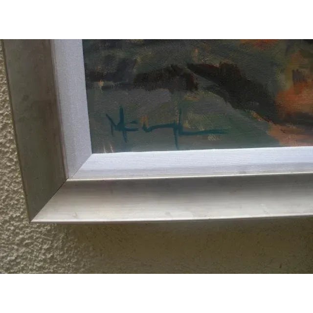 2000 - 2009 Impressionist Style Seascape with Waves Crashing and Rocky Shoreline Painting For Sale - Image 5 of 7