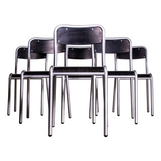 Black Stacking Dining Chair from Mullca, 1970s, Set of 6 For Sale