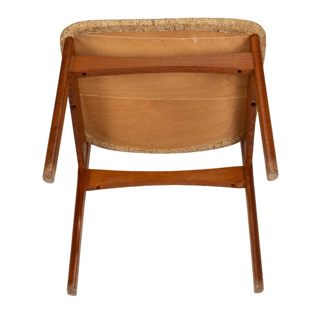 1970s Set of 4 Danish Modern Dining Chairs Teak Frame Tweed Upholstery Mid Century For Sale - Image 16 of 16