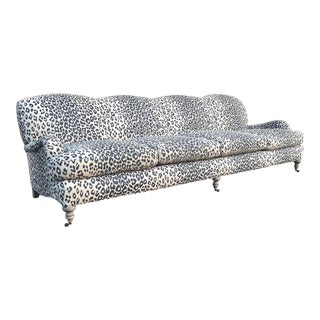 English Arm Leopard Pattern Fabric Sofa For Sale