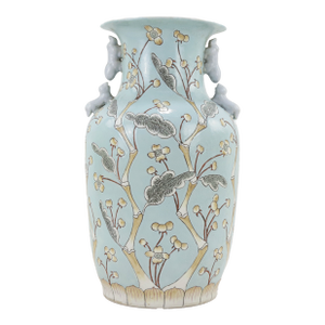 Mid 20th Century Chinese Porcelain Vase With Floral and Foliage Design
