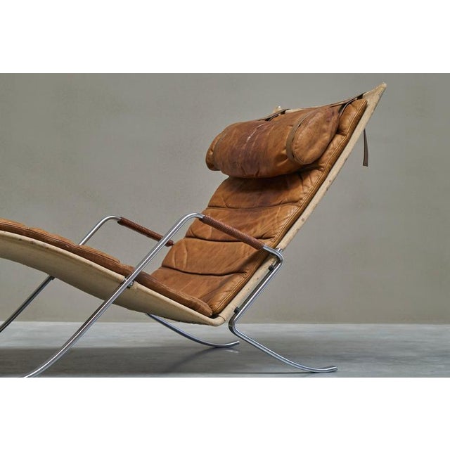 Textile FK87 Grasshopper Lounge Chair in Cognac Leather by Fabricius & Kastholm for Kill International, 1940s For Sale - Image 7 of 18