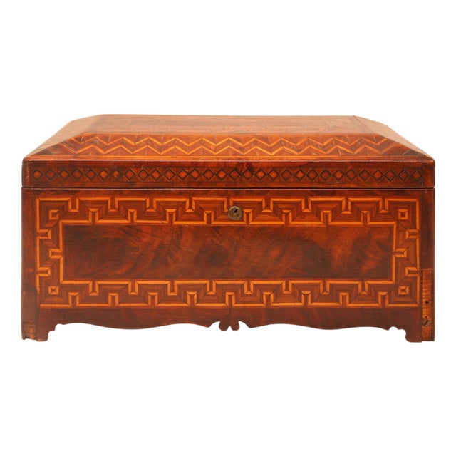 Early 19th Century Inlaid Mahogany Box With Marquetry Detail, English, Ca. 1820 For Sale