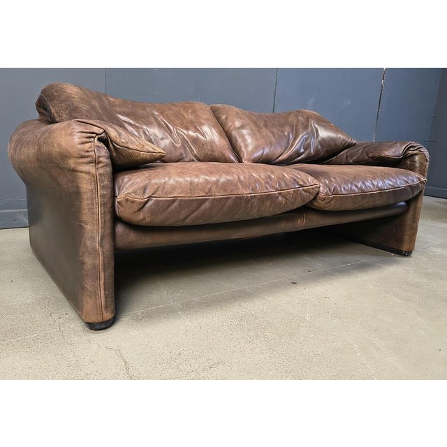 Leather Maralunga Sofa by Vico Magistretti for Cassina, 1970s For Sale - Image 11 of 15