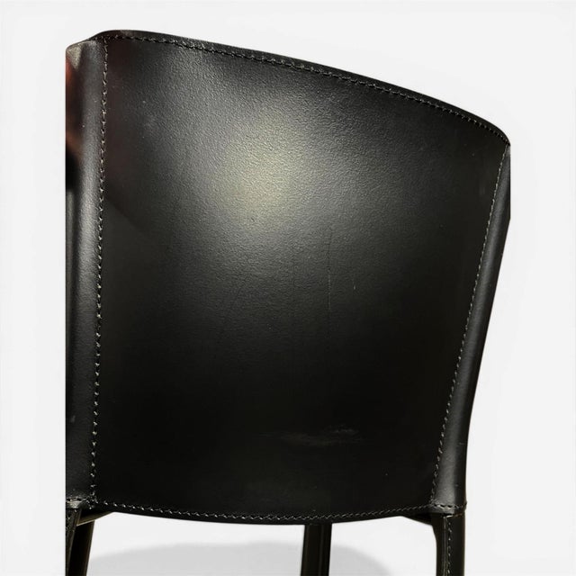 4 Frag Contemporary Italian Black Leather Barstools For Sale - Image 18 of 18