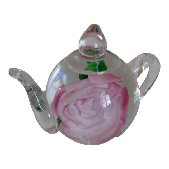 Dynasty Gallery Heirloom Collectibles Pink Flower Glass Teapot