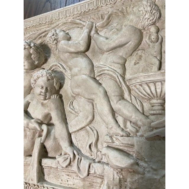 French Italian Art Deco Putti Cherub Relief Wall Sculpture For Sale - Image 10 of 13