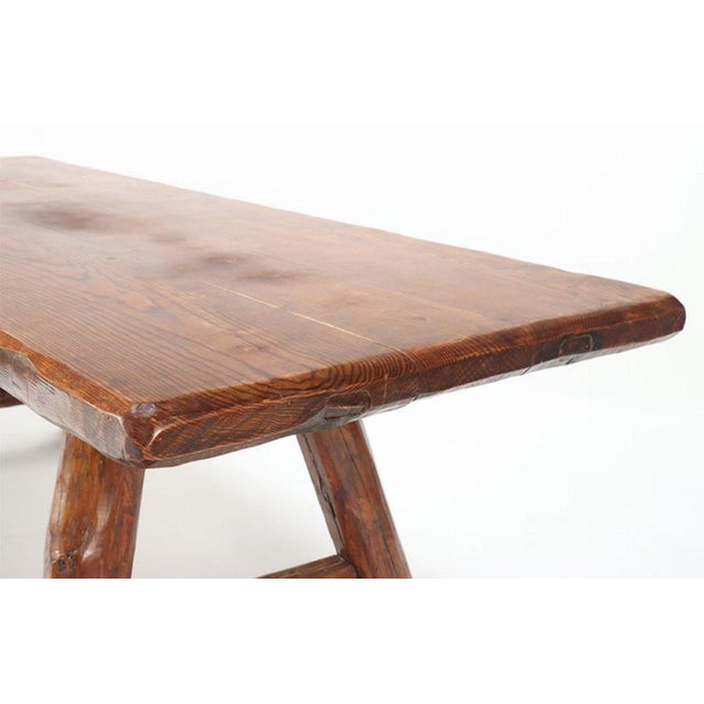 1940s A Large Rustic Modern French Farm Table Circa 1940. For Sale - Image 5 of 5