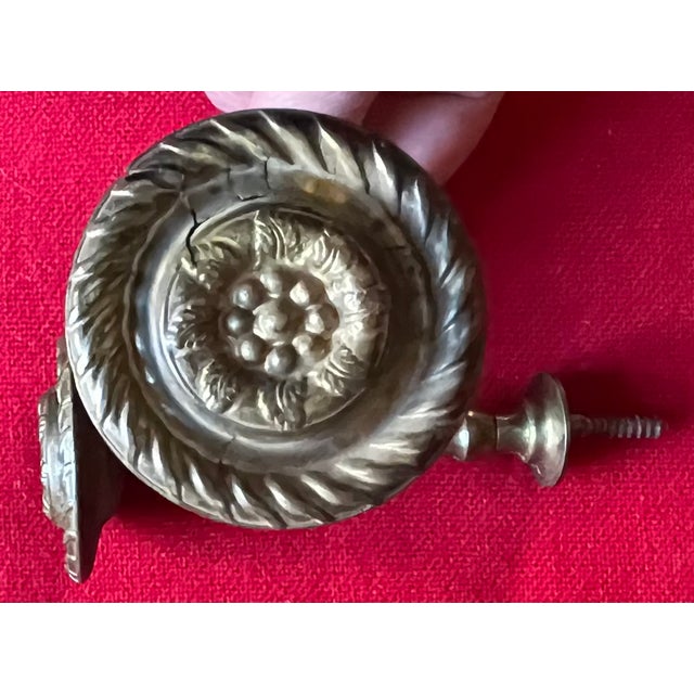 Antique Early 19th Century American Federal Neoclassical Brass Mirror Supports or Drapery Curtain Tie Backs 1810 - 1820 - A Pair For Sale - Image 4 of 15