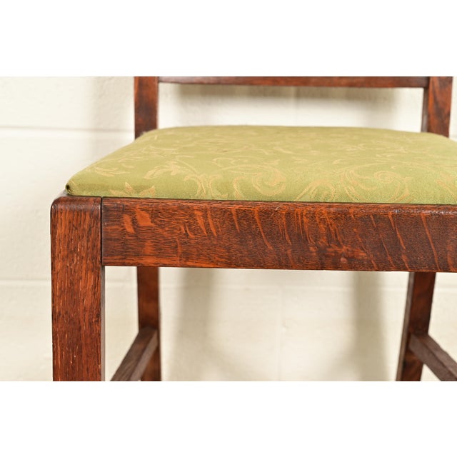 Brown Stickley Brothers Style Antique Mission Oak Arts & Crafts Dining Chairs, Set of Four For Sale - Image 8 of 12