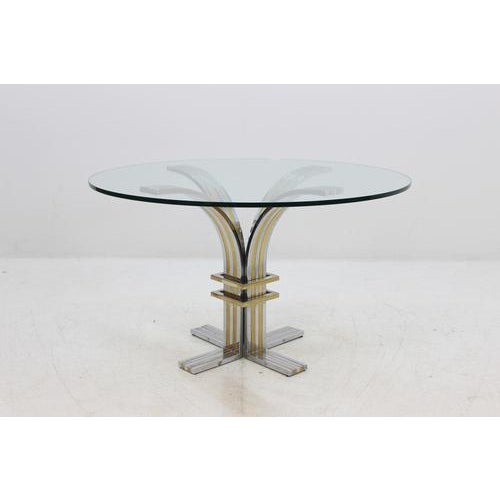 Sculptural Round Dining Table in Chrome and Brass attributed to Banci Firenze, 1970s For Sale - Image 4 of 13