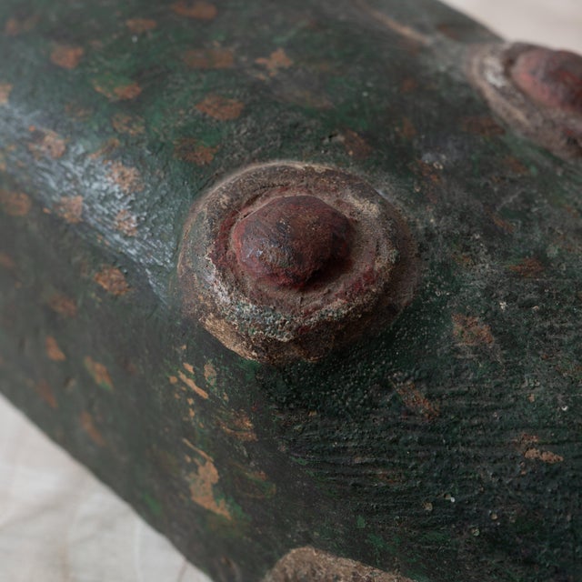 Green Antique Carved Polychrome Crocodile Puppet For Sale - Image 8 of 10