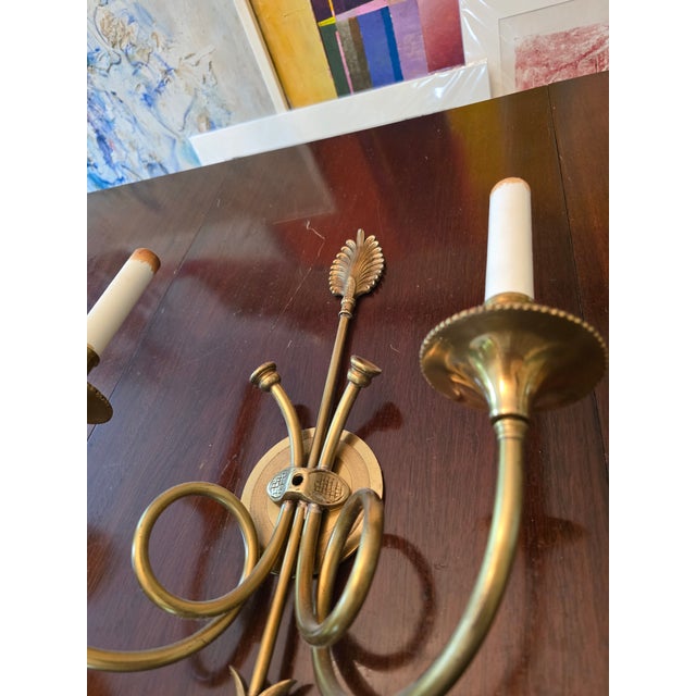 Metal Pair of Vintage Hollywood Regency Empire Sconces For Sale - Image 7 of 8