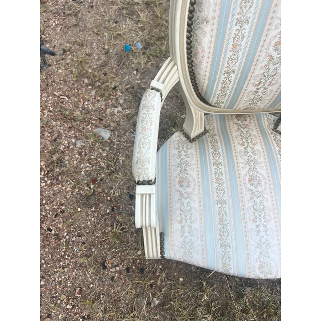 French French 19th Century Louis XVI Painted Walnut Arm Chairs - Set of 2 For Sale - Image 3 of 9