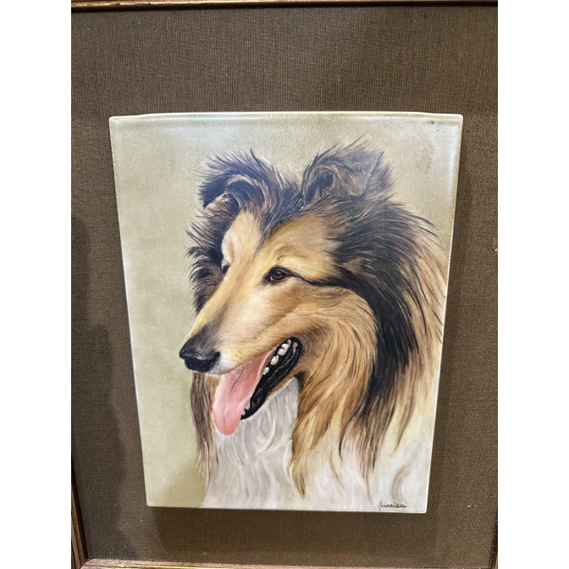 Scottish Shepherd painted on majolica mounted on fabric and gilded wooden frame This piece has an attribution mark, I am...